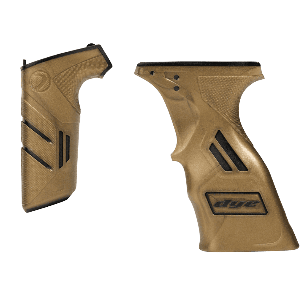 DYE Sticky Grip Kit DSR Gold / Black paintball marker replacement grips.