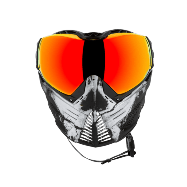 Push Unite Goggle Mk II Warlord Viper black and white skull mask with red lens for paintball.