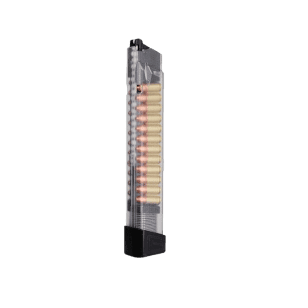 G&G Translucent 20rd Long Mag w/Dummy Rounds for Piranha GBB pistol paintball cross-training.