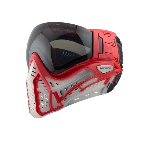 VForce Profiler 2.0 Rooster Red paintball mask with a smoke dual pane thermal lens.