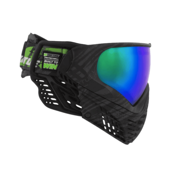 VIO Contour 2 paintball goggles in Graphic Emerald with a bright mirror thermal lens.