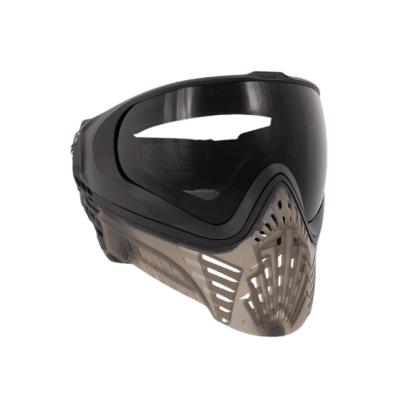 VIO XS 2 Black Smoke paintball mask featuring a low profile flexible face shield and a smoke thermal lens.