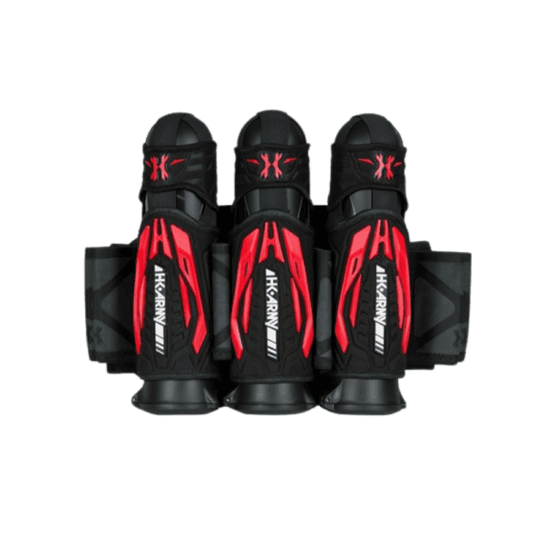 HK Army Zero G 2.0 Harness Black Red 3+2+4 strapless paintball pod pack.