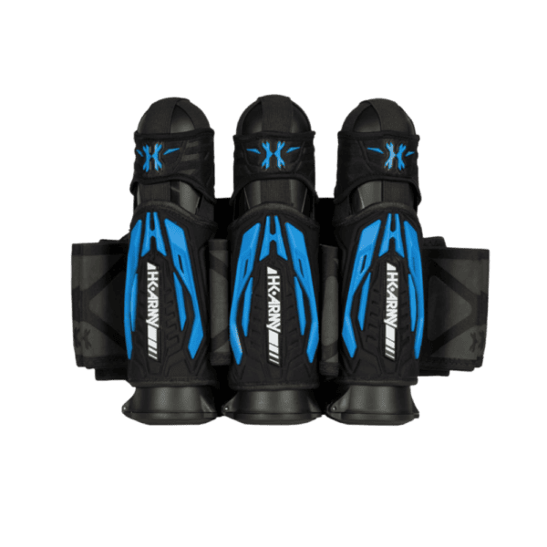 HK Army Zero G 2.0 Harness Black Blue 3+2+4 strapless paintball pod pack.