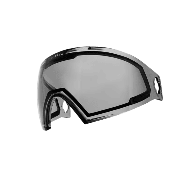 ZERO goggle black less coverage paintball mask with thermal lens and standard clip chin strap.