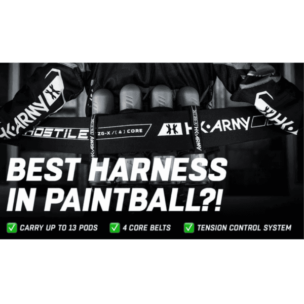 HK Army Zero-GX Strapless Harness Stealth 4+3+4 paintball pod pack upgrade.