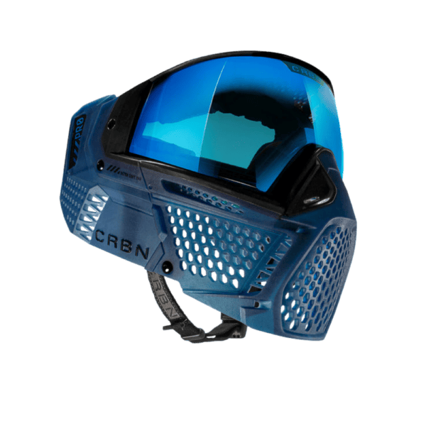 Bunkerkings ZERO PRO thermal paintball goggle system in translucent navy less coverage version.