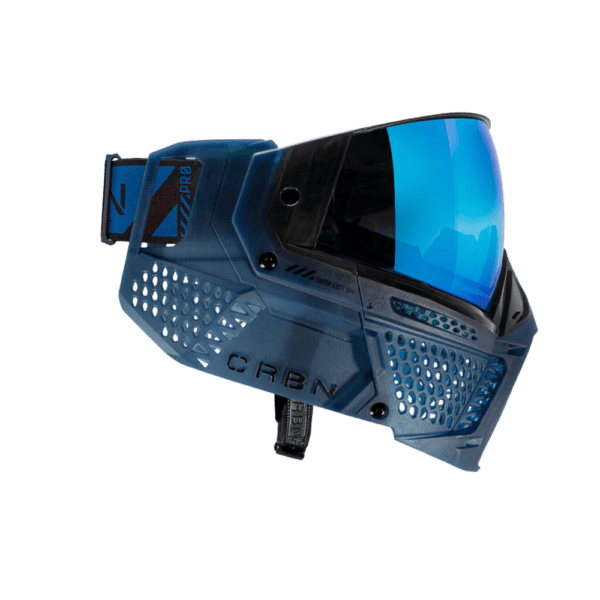Bunkerkings ZERO PRO thermal paintball goggle system in translucent navy less coverage version.