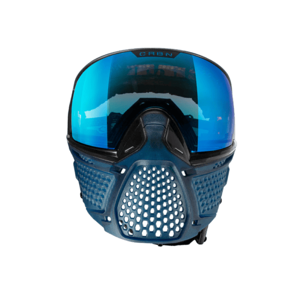 Bunkerkings ZERO PRO thermal paintball goggle system in translucent navy less coverage version.