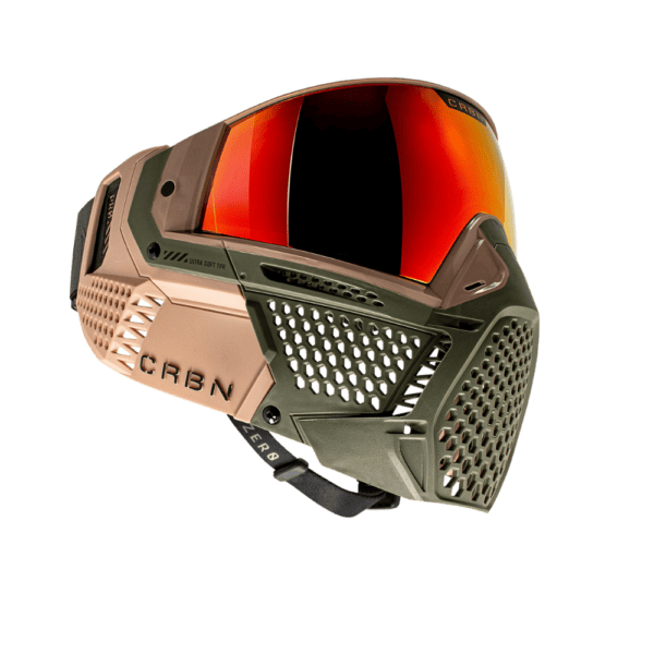 CRBN ZERO Pro Safari paintball goggle in More Coverage variant with mirror thermal lens.