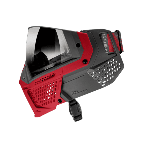 CRBN ZERO SLD Crimson paintball goggle in Less Coverage variant with a mirror thermal lens.