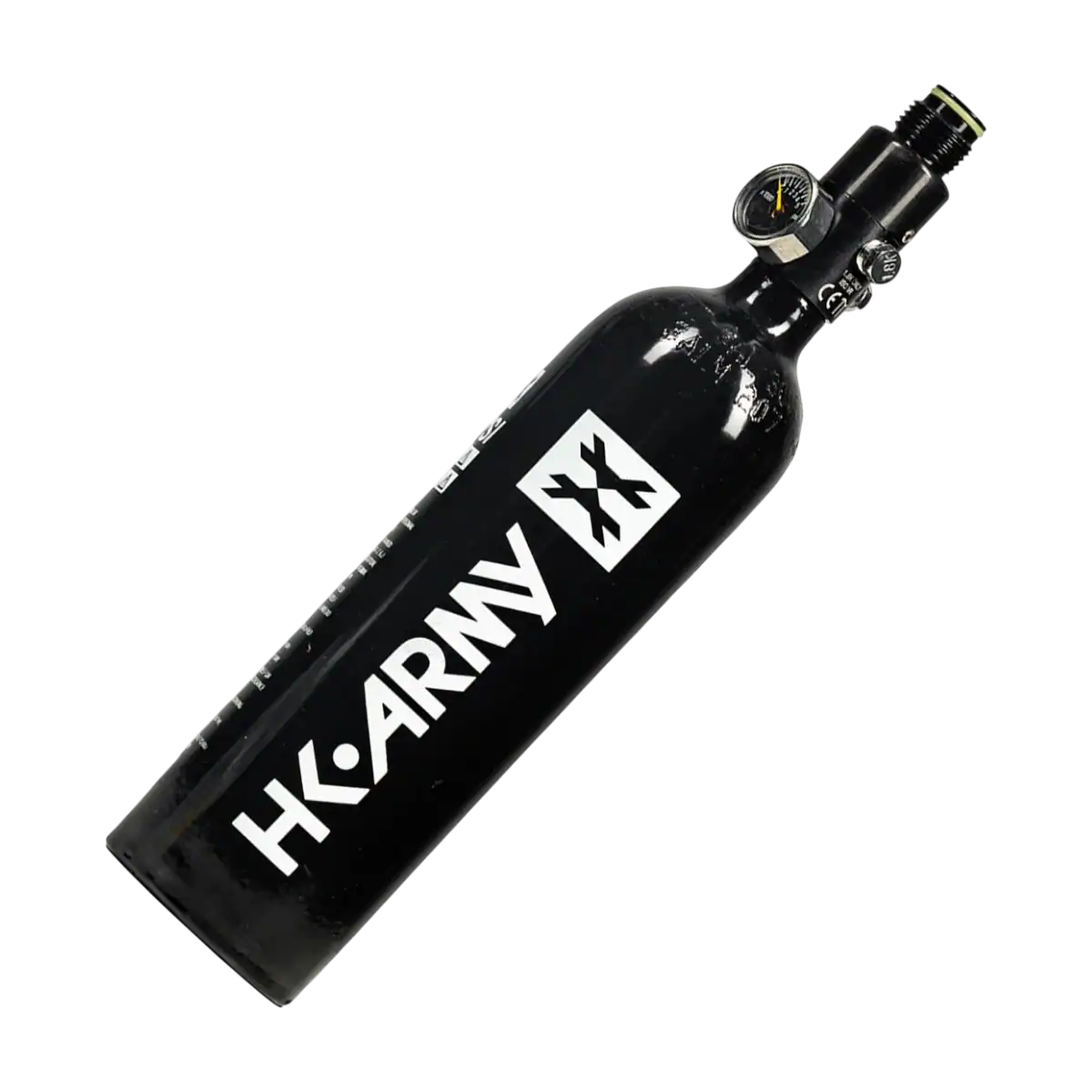 HK Army 26ci 3000psi black aluminum paintball air tank with regulator.