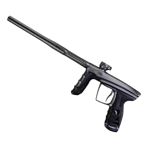 DLX Luxe Aire Gray Dust electronic tournament paintball marker showcasing sleek milling profile.
