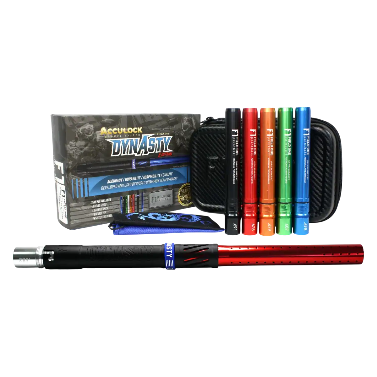 field one acculock dynasty barrel kit dust black back / gloss red tip, new