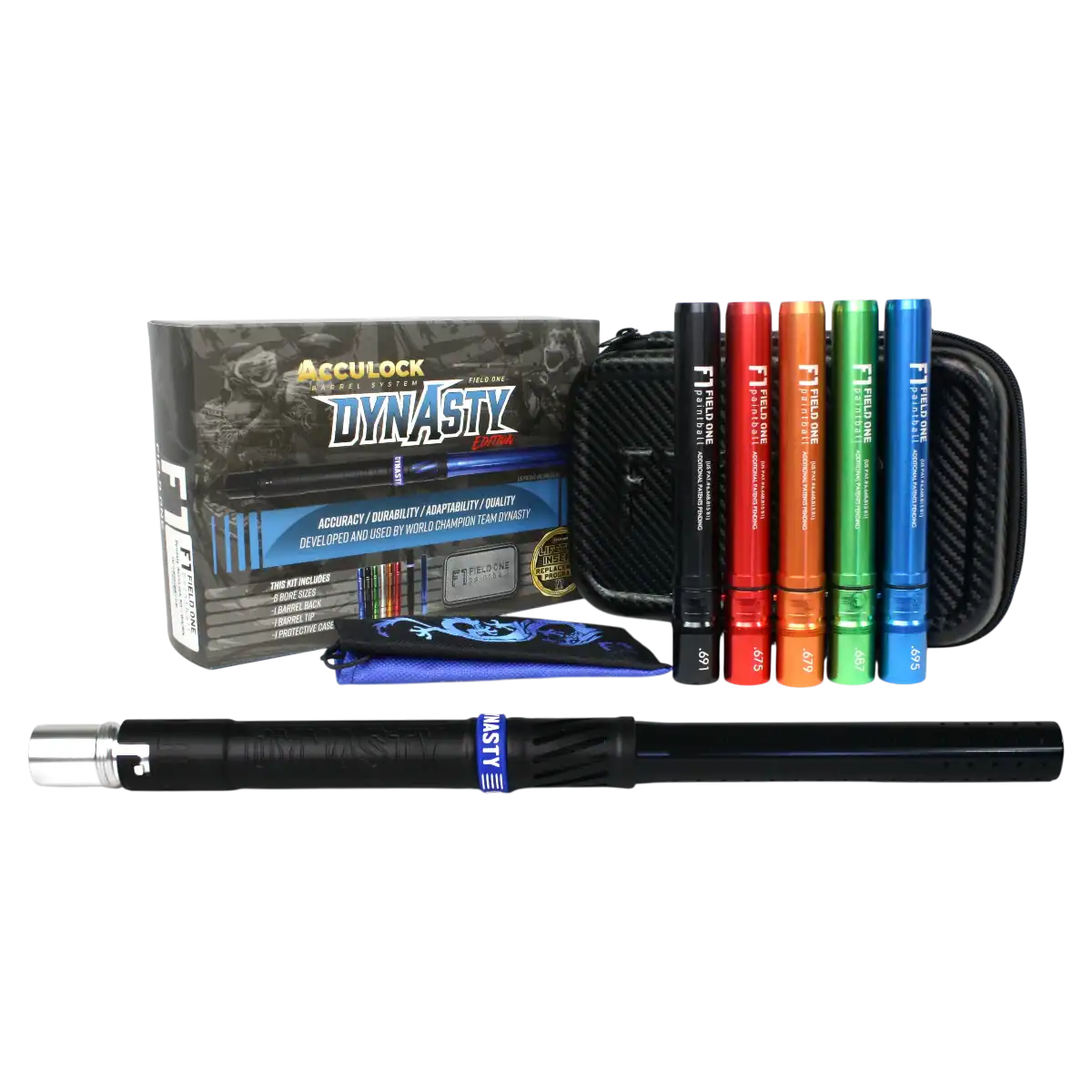 field one acculock dynasty barrel kit dust black back / gloss black tip, new