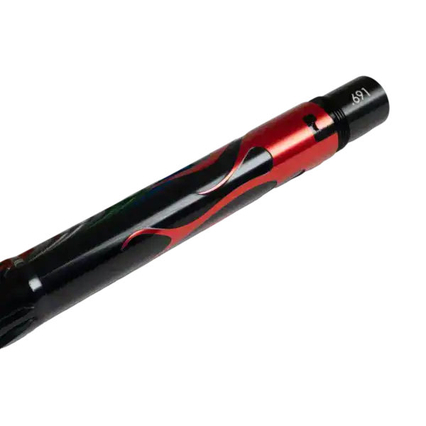 Field One AccuLock Flame Paintball Barrel Back in Gloss Black and Red.