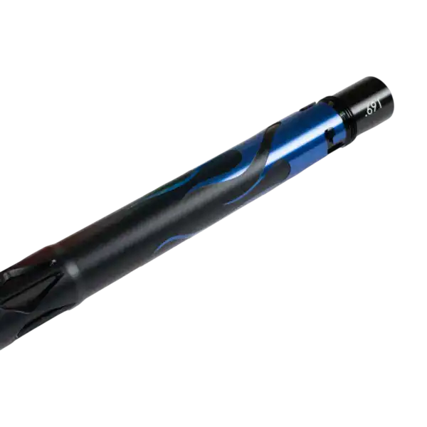 Field One AccuLock Flame Paintball Barrel Back in Dust Black and Blue.