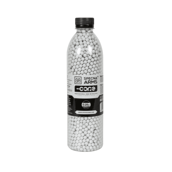 Specna Arms BB CORE 6mm 25g Bottle 3000ct White paintball training ammunition.