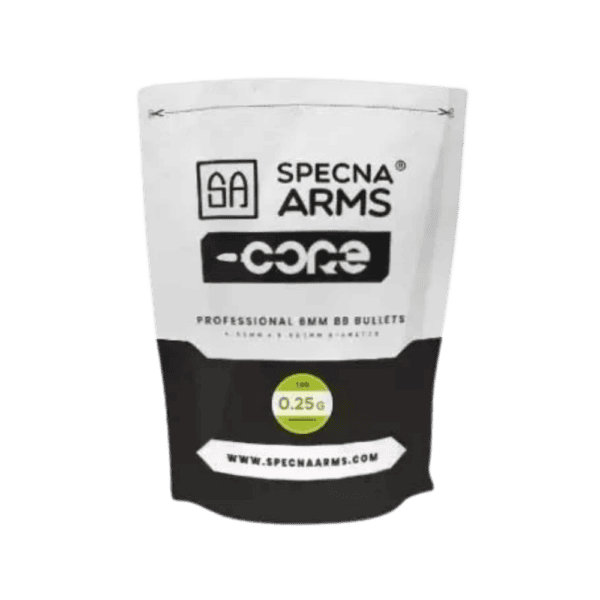 Specna Arms BIO BB CORE 0.25g 1KG White biodegradable paintball training ammunition.
