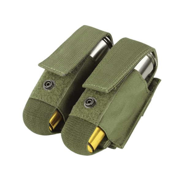 Condor Double 40mm Grenade Pouch in Olive Drab for tactical paintball vest configurations.