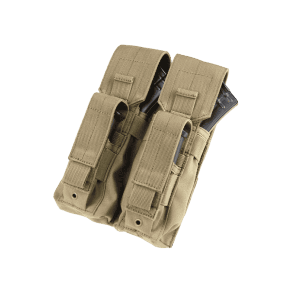 Condor Double AK Kangaroo Pouch in Brown for tactical paintball vest setups.