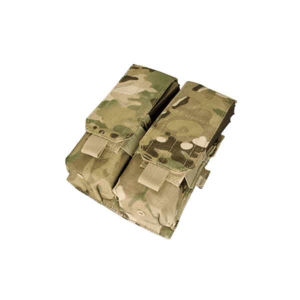 Condor Double M4 Mag Pouch in Multicam variant for tactical paintball setups.