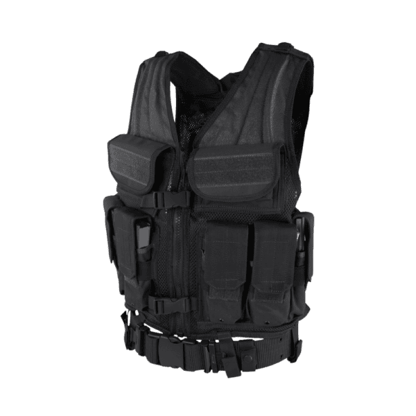 Condor Elite Tactical Vest Black tactical paintball crossdraw load bearing vest.