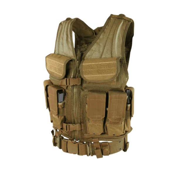 Condor Elite Tactical Vest Brown tactical paintball crossdraw load bearing vest.
