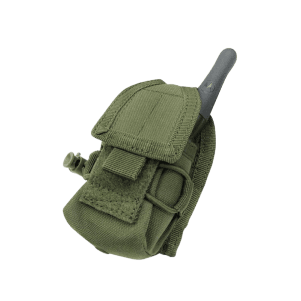 Condor HHR Radio Pouch in Olive Drab for tactical paintball communication setups.