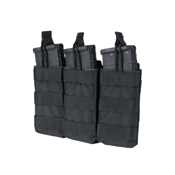 Condor Triple M4 Open Top Mag Pouch in black for tactical paintball configurations.