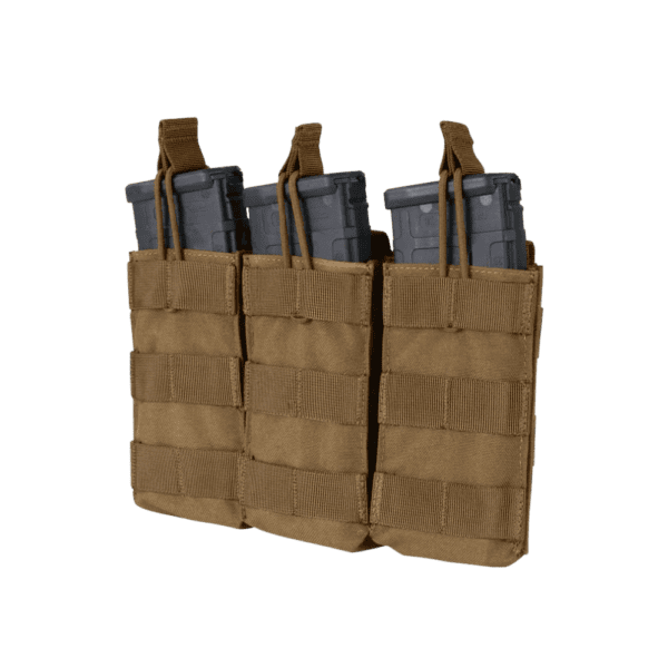 Condor Triple M4 Open Top Mag Pouch in Tan for tactical paintball configurations.