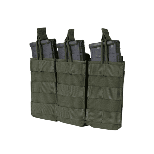 Condor Triple M4 Open Top Mag Pouch in Olive Drab for tactical paintball configurations.