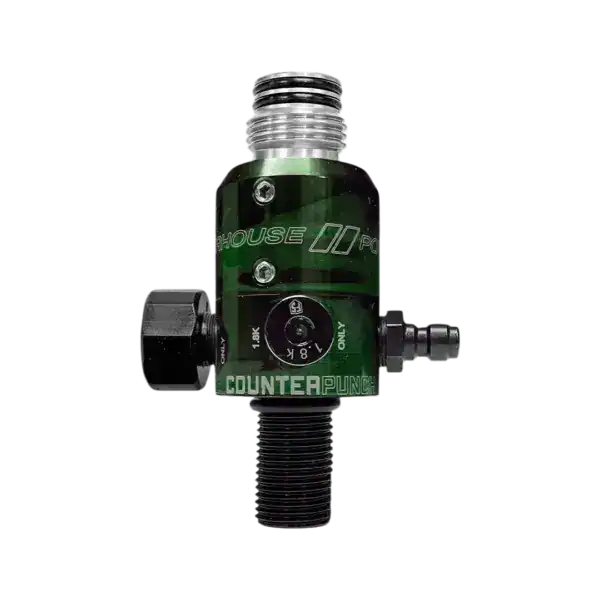 Powerhouse Counterpunch Regulator in Acid Wash Green and Black standard body tournament paintball tank air regulator.