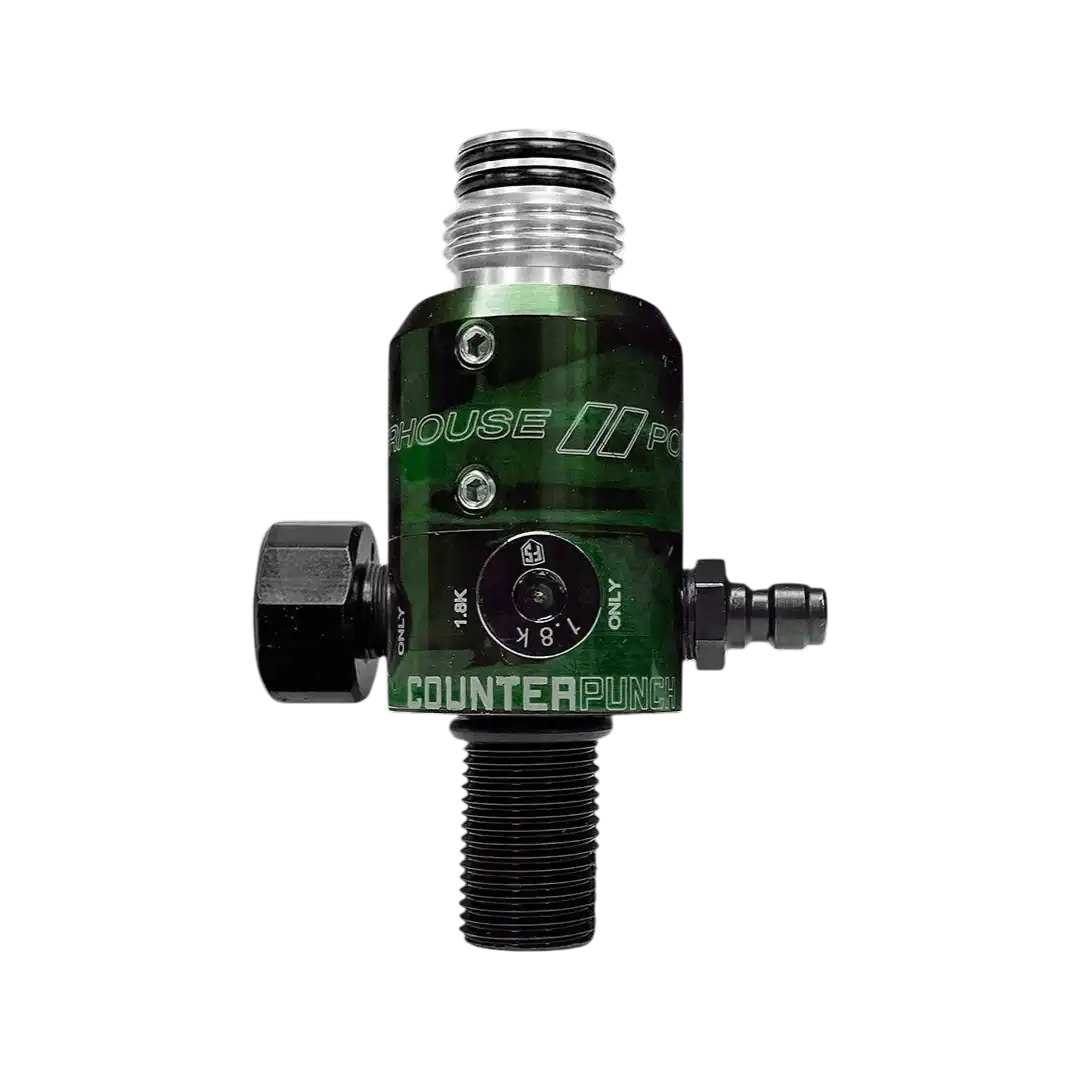Powerhouse Counterpunch Regulator in Acid Wash Green and Black standard body tournament paintball tank air regulator.