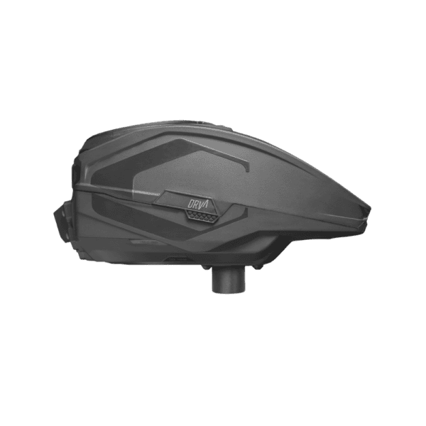 CRBN DRV Loader black electronic paintball hopper with integrated digital screen.