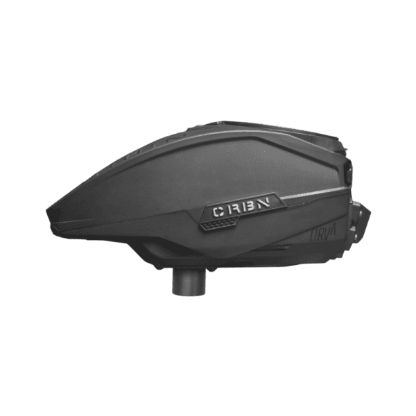 CRBN DRV Loader black electronic paintball hopper with integrated digital screen.