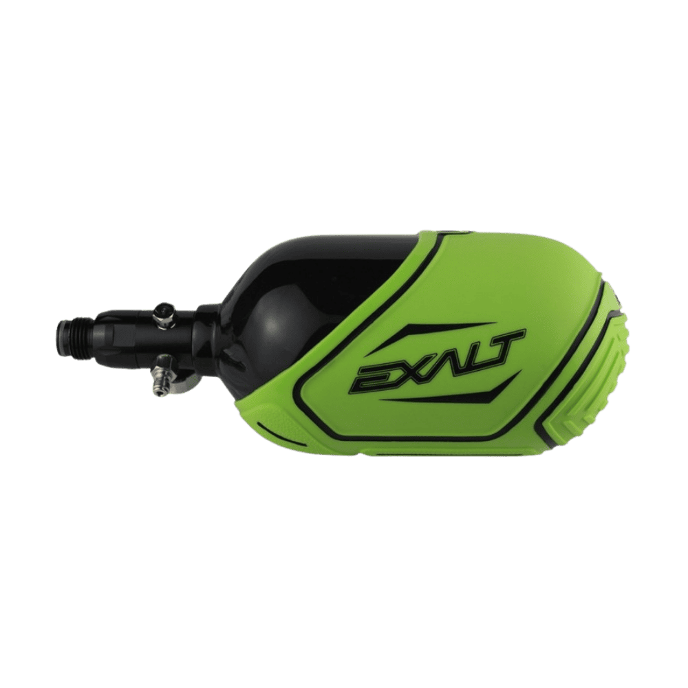 Exalt Tank Cover Lime Black Medium non slip paintball carbon fiber air tank protective sleeve.