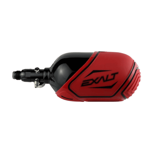 Exalt Tank Cover Red Black Medium non slip paintball carbon fiber air tank protective sleeve.