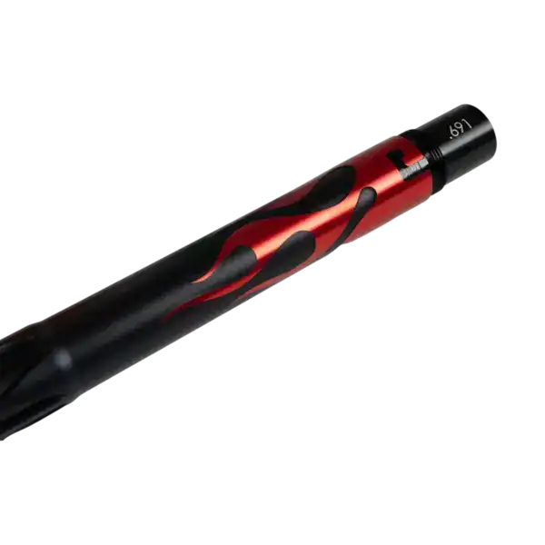 Field One AccuLock Flame Paintball Barrel Back in Dust Black and Red.