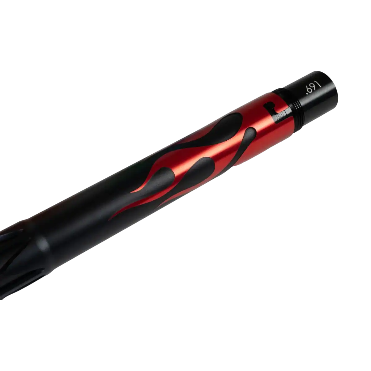 Field One AccuLock Flame Paintball Barrel Back in Dust Black and Red.