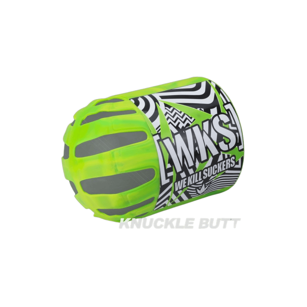 Knuckle Butt Tank Cover WKS Shredded Lime Green paintball bottle protective sleeve.