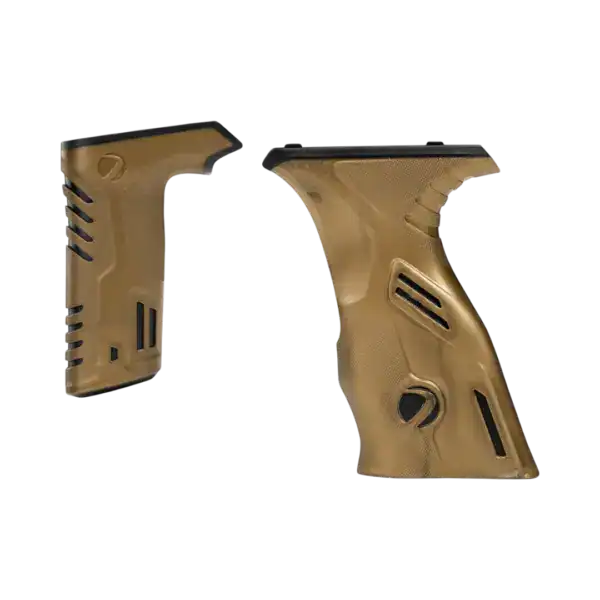 DYE MXR Sticky Grip Kit in gold and black for paintball markers.