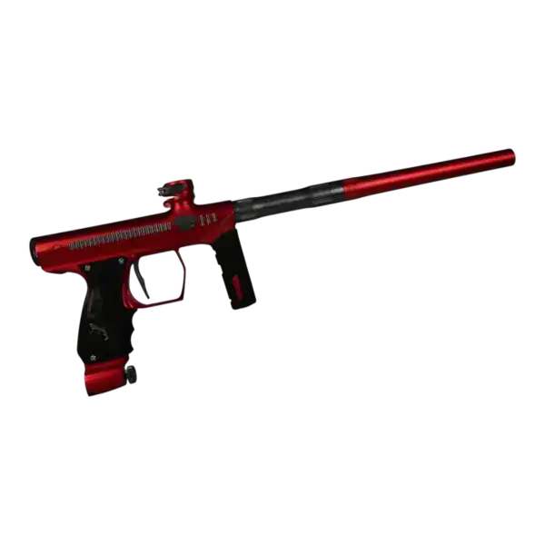DLX Method Shocker ERA Red and Gray paintball marker kit with Freak XL barrel system components.