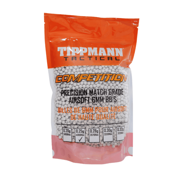 Tippmann Tactical BB 25g 1Kg Bag white paintball training ammunition.