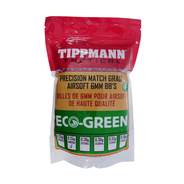 Tippmann Tactical ECO BB 25 Gram 1KG Bag White paintball training ammunition.
