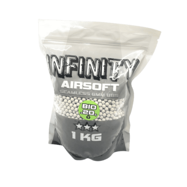 Valken BB 20g 1KG White BIO bag of white biodegradable paintball cross-training ammunition.