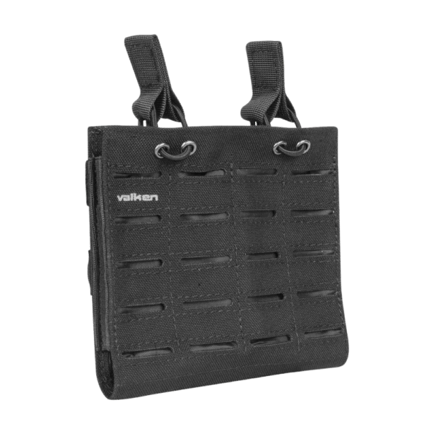 Valken Molle M4 Double Mag Pouch LC in black for tactical paintball configurations.