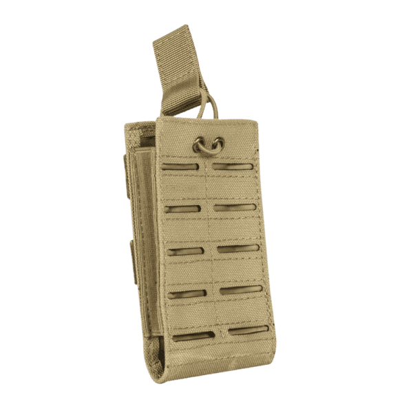 Valken Molle M4 Single Mag Pouch LC in Tan for tactical paintball configurations.