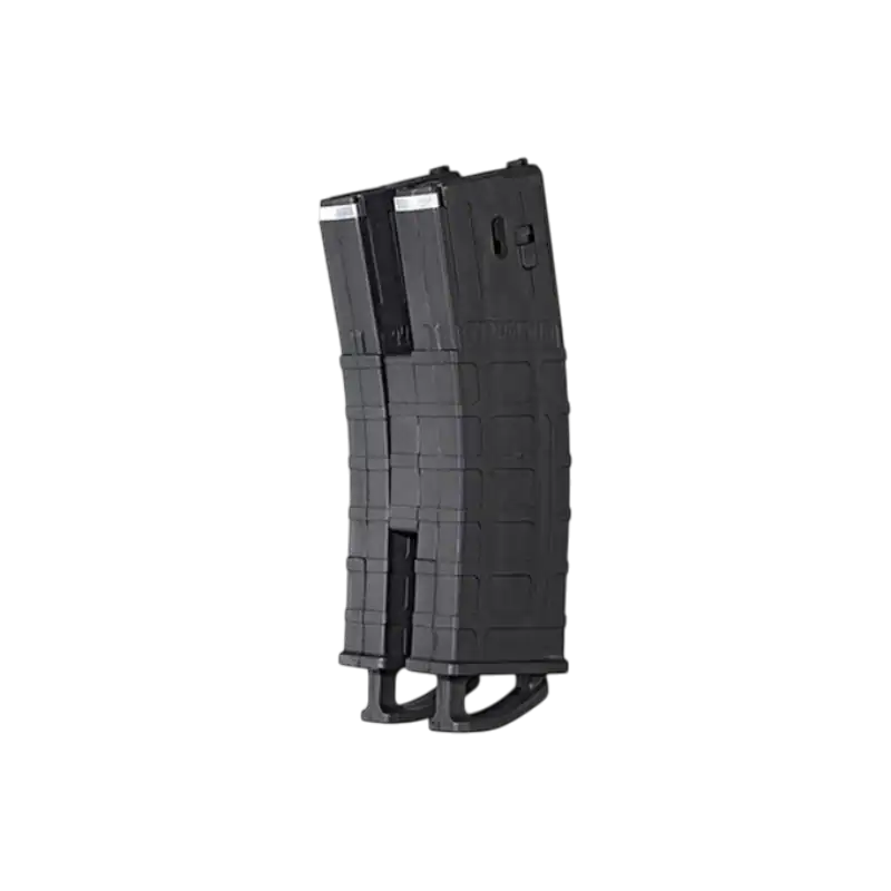 Tippmann TMC 68 black paintball gun magazine 2-pack with coupler accessory.