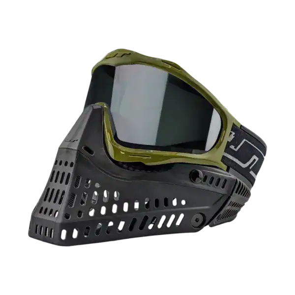 JT Proflex Goggle in Olive Drab and Black with a clear lens for paintball protection.